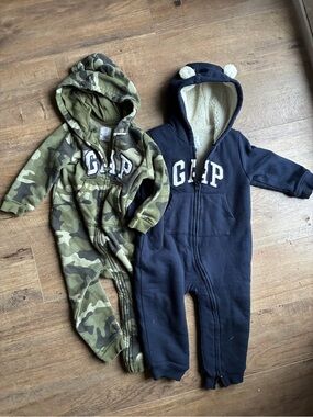 GAP Kids One-Piece Bodysuits - Camo Green & Navy Blue